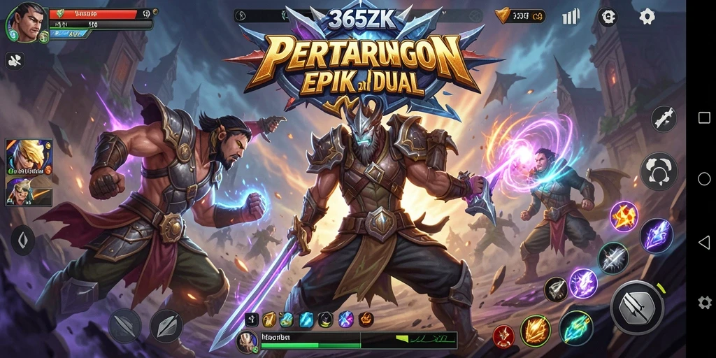 Tangkapan layar gameplay 365ZK menampilkan pertarungan yang mendebarkan dengan karakter unik.