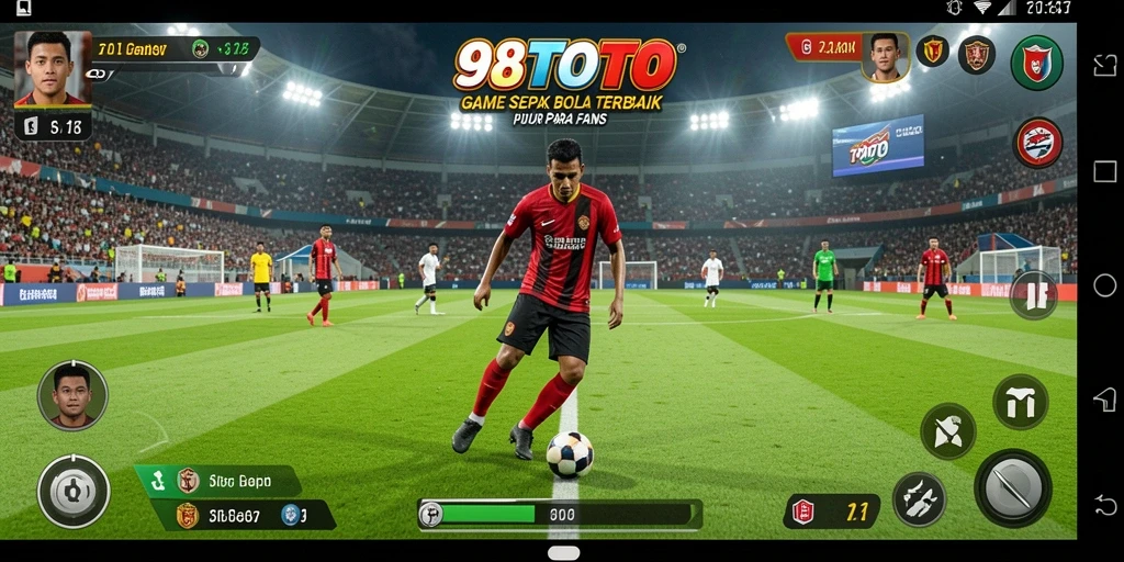 Tampilan gameplay seru dalam 98TOTO yang menggambarkan pertandingan sepak bola.
