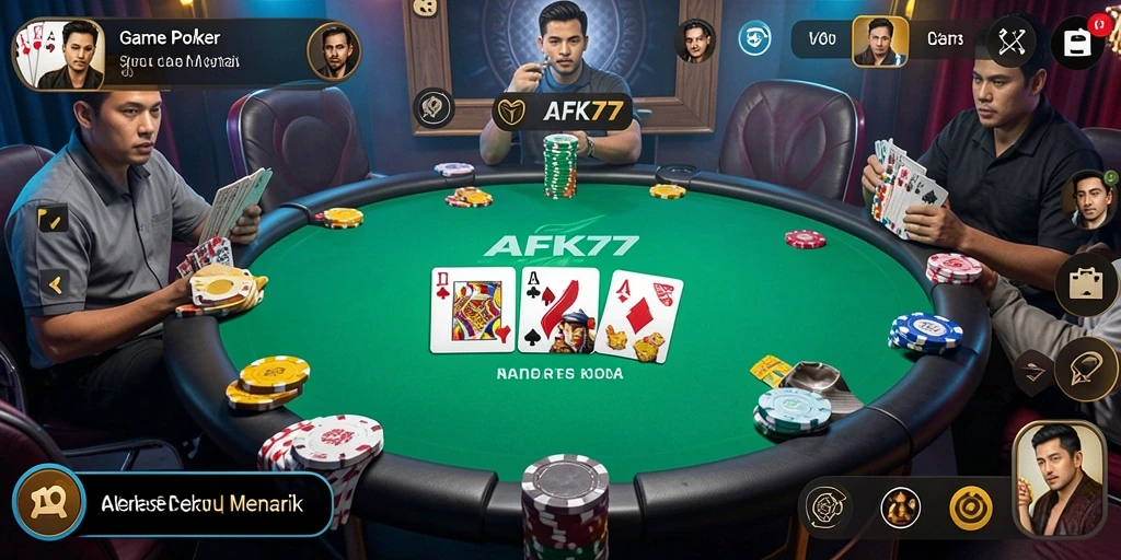 Tampilan gameplay Poker yang mendebarkan dalam AFK77.