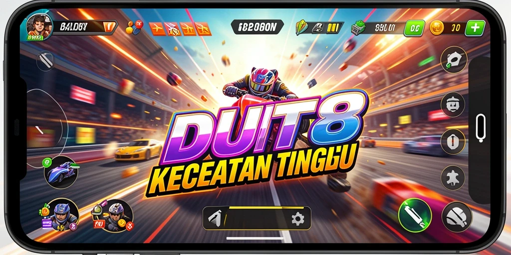 Tampilan permainan balapan dengan aksi mendebarkan di DUIT8.