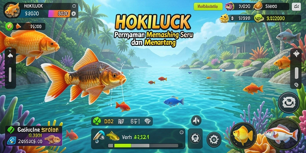 Screenshot gameplay HOKILUCK yang menunjukkan momen menangkap ikan.