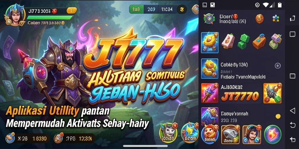 Tampilan antarmuka aplikasi utility JT777 yang modern dan sederhana.