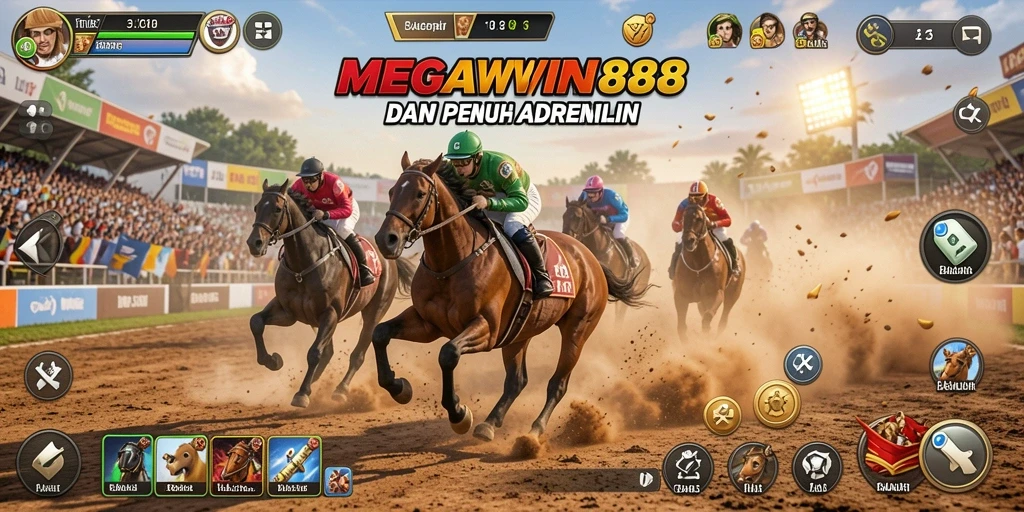 Screenshot tampilan gameplay balapan yang seru di MEGAWIN888.