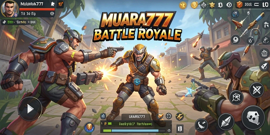 Tangkapan layar utama dari gameplay MUARA777 yang menampilkan aksi Battle Royale.