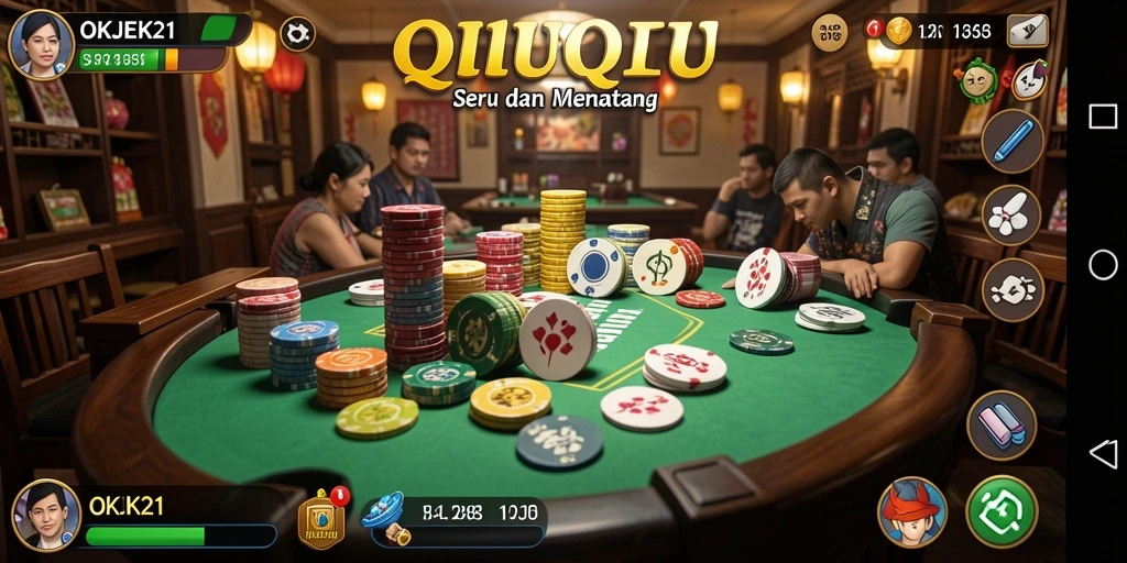 Tampilan gameplay QiuQiu yang seru di OKJEK21.