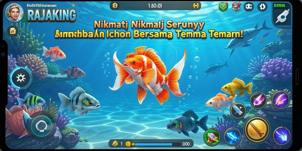 Tampilan menarik dari gameplay Tembak Ikan di RAJAKING.