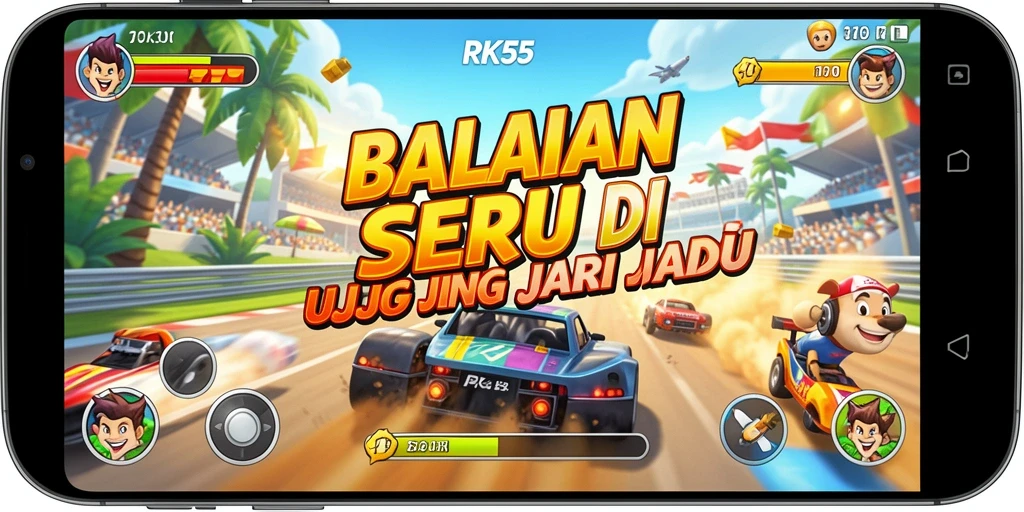 Tampilan gameplay Racing di RK55 yang menegangkan dan seru.