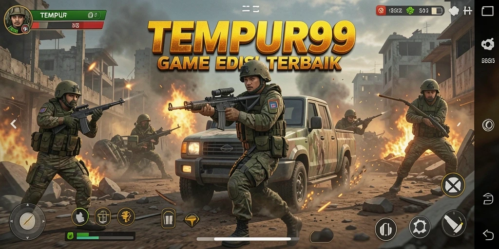 Tangkapan layar menunjukkan aksi tempur seru dalam TEMPUR99.